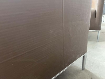 Lot 66 - Pair of B&B Italia brown leather armchairs on...