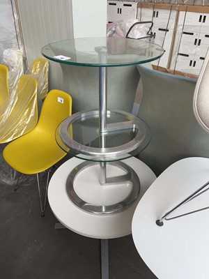 Lot 48 - 2 Boss Design 'Rota' glass top tables plus a...