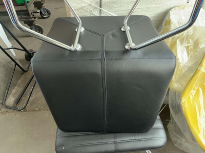 Lot 50 - 2 Leather low-level lounge chairs with ribbed...