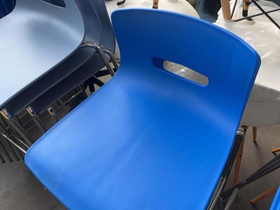 Lot 51 - 8 blue Allermuir plastic and chrome frame...