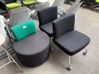 Lot 70 - 2x Orangebox black cloth reception chairs with...