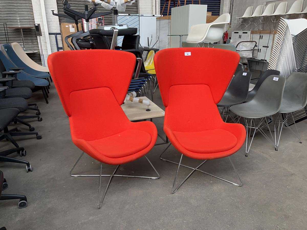 Lot 55 - Pair of Orangebox wingback lounge chairs on...