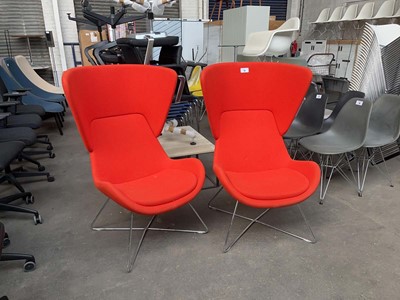 Lot 55 - Pair of Orangebox wingback lounge chairs on...