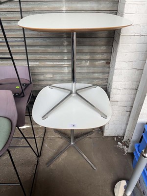 Lot 78 - 2 Allermuir white top single pedestal tables