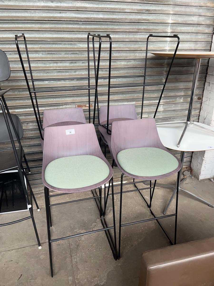 Lot 79 - 6 Senator stools with a bentwood and green...