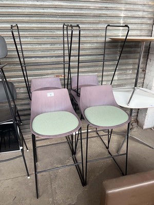 Lot 79 - 6 Senator stools with a bentwood and green...