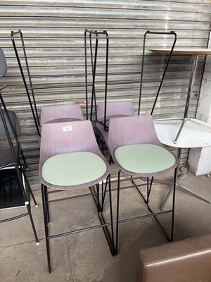 Lot 79 - 6 Senator stools with a bentwood and green...