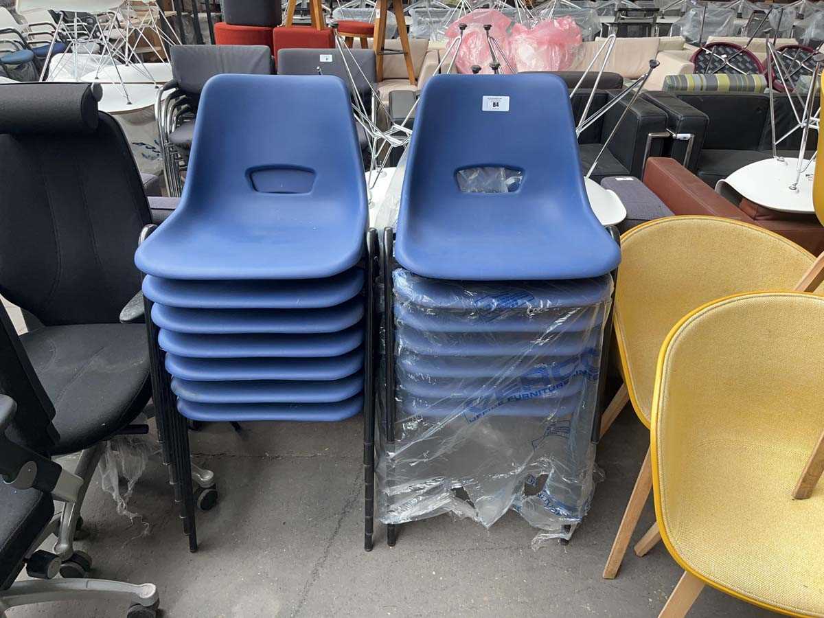 Lot 84 - 14 black metal frame and plastic seated...