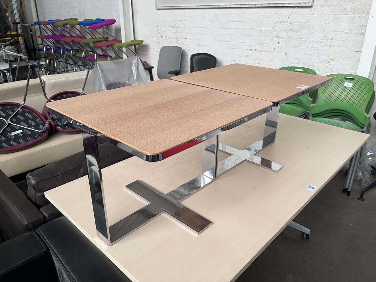 Lot 94 - Pair of B&B Italia metal frame beech top...