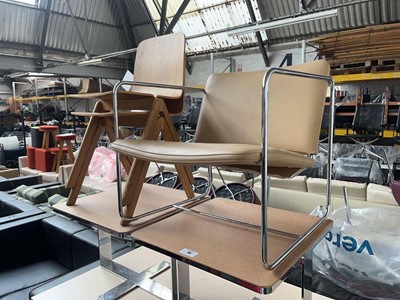 Lot 95 - 2 Bentwood stacking chairs plus a cream...