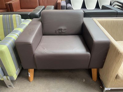 Lot 102 - Verco brown leather effect armchair on wooden...