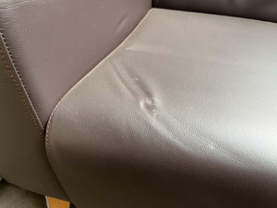 Lot 102 - Verco brown leather effect armchair on wooden...