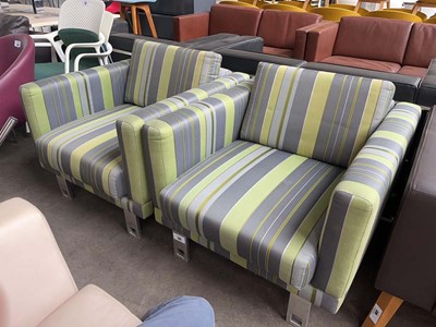 Lot 103 - Pair of Boss armchairs with green and silver...