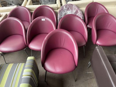 Lot 105 - 9 Boss 'Chill' side chairs with maroon leather...
