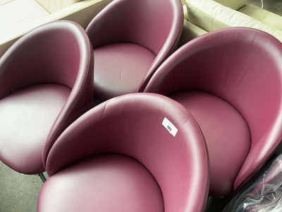 Lot 105 - 9 Boss 'Chill' side chairs with maroon leather...