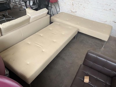 Lot 107 - Pair of Davison Highley low daybeds in cream...
