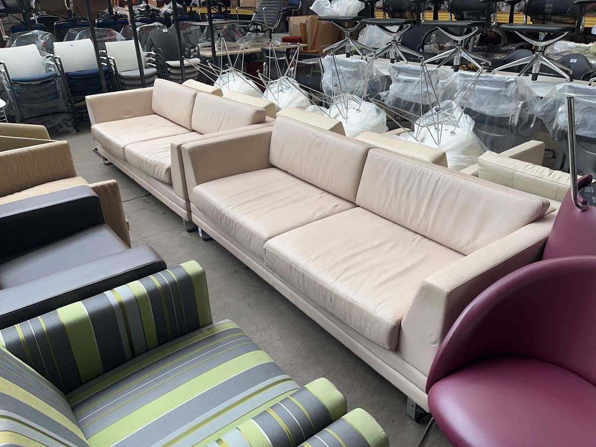 Lot 108 - Pair of Davison Highley 3-seater settees in...