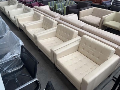 Lot 111 - 4 Loft low armchairs in cream leather with...