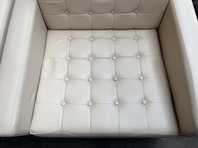 Lot 111 - 4 Loft low armchairs in cream leather with...