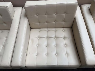 Lot 111 - 4 Loft low armchairs in cream leather with...