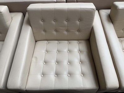 Lot 111 - 4 Loft low armchairs in cream leather with...