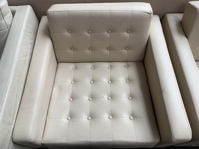 Lot 111 - 4 Loft low armchairs in cream leather with...