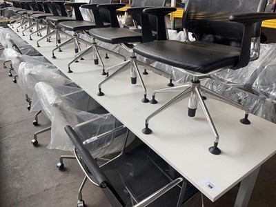 Lot 120 - 5 Senator white top straight front tables on...