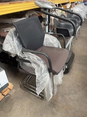 Lot 132 - 3 Cantilever reception chairs with black mesh...
