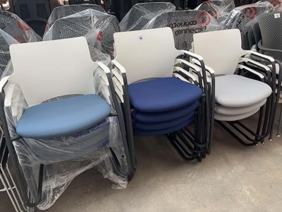 Lot 136 - 11 Connection Cantilever stacking chairs in...