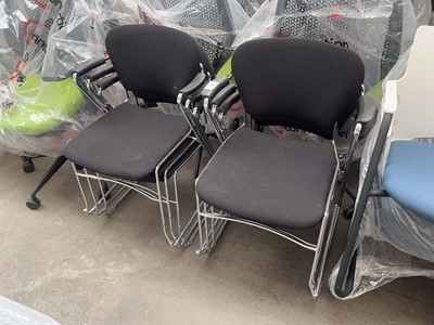 Lot 137 - 6 Cantilever stacking chairs in black...