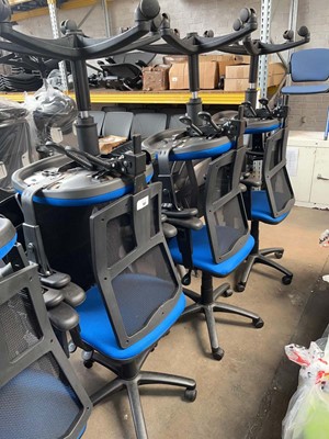 Lot 143 - 6 Torasen office chairs with arms, black mesh...