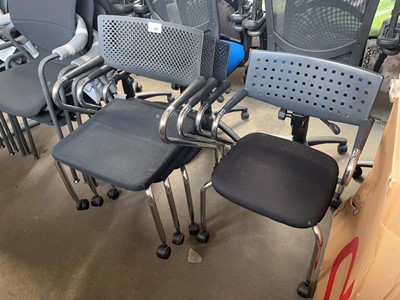 Lot 148 - 4 various Vitra 'Visavis' stacking chairs on...