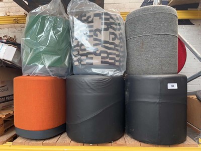 Lot 203 - 14 Puck bold pattern and coloured stools