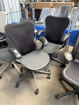 Lot 232 - 2 Herman Miller Mirra office chairs with black...