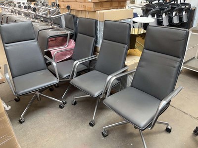Lot 255 - 4 Brunner grey leather high back office chairs...