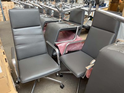 Lot 256 - 4 Brunner grey leather high back office chairs...