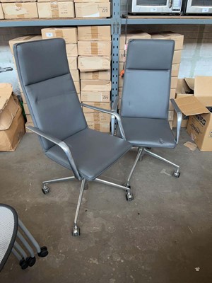 Lot 260 - 6 Brunner grey leather high back office chairs...