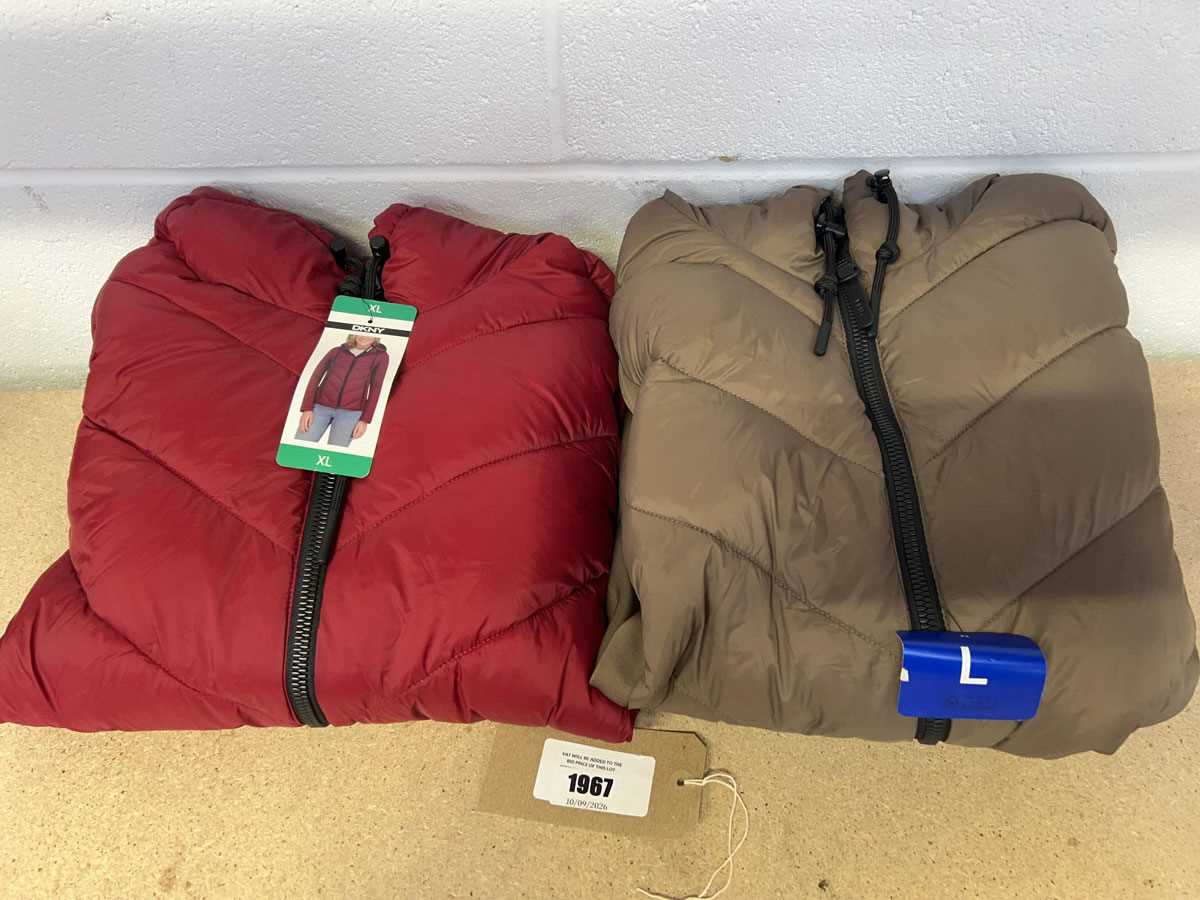 Lot x2 ladies DKNY hooded jackets - sizes L & XL