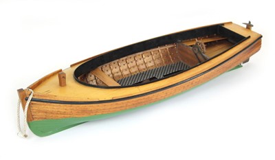 Lot 7 - A beech scale model of a fishing boat with...
