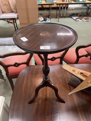 Lot 52 - Stained wooden wine table with parquetry inlay...
