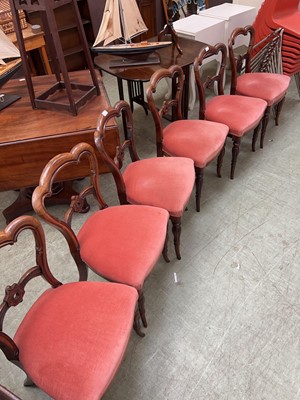 Lot 62 - Set of 6 carved mahogany balloon-back dining...