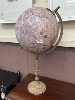 Lot 27 - A reproduction globe on wooden stand
