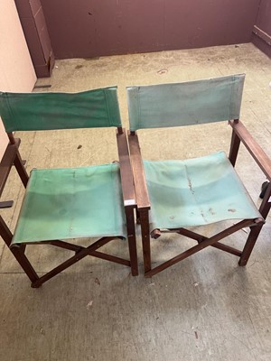 Lot 87 - A pair of weathered directors chairs with...