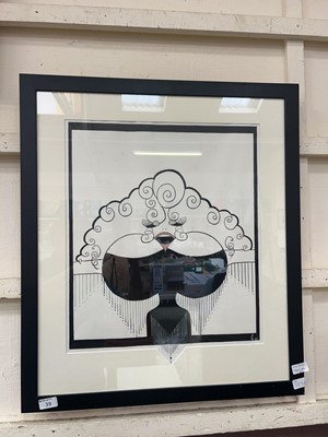 Lot 39 - A framed and glazed ink artwork depicting Doll...