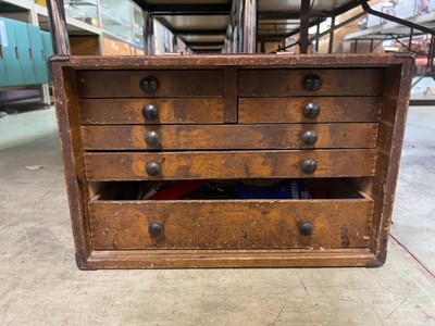 Lot 94 - A stained wooden engineer's tool chest with...