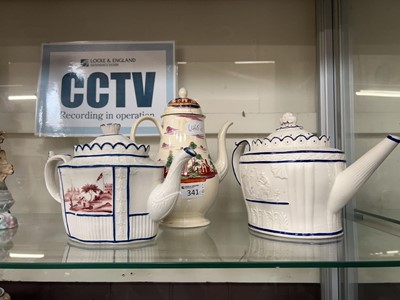 Lot 341 - A blue and white Parian ware teapot with...