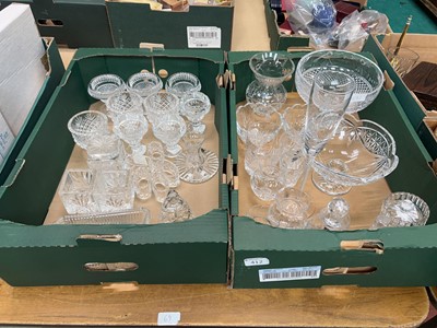 Lot 412 - Two trays of assorted crystal glassware by...