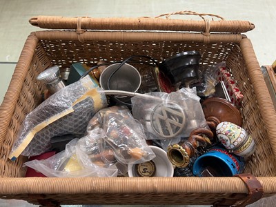 Lot 374 - A picnic basket containing assorted goods to...