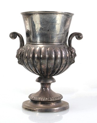 Lot 201 - A Victorian silver twin-handled vase of urn...