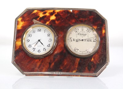 Lot 208 - A silver mounted and tortoise-shell timepiece...